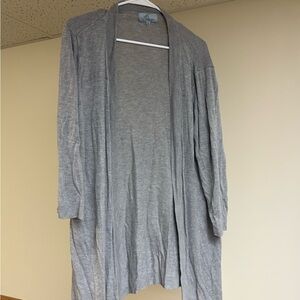 Joan Vass Gray Open Front Cardigan